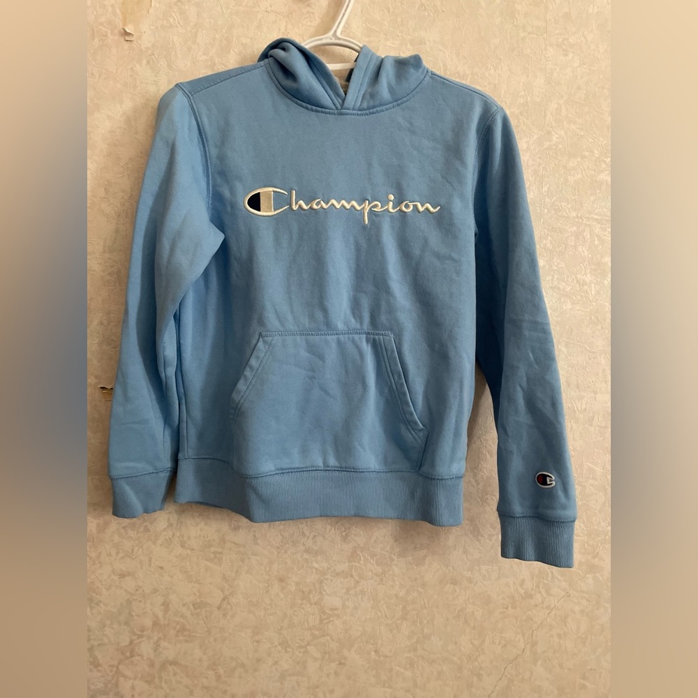 Champion boys large light blue athletic hoodie